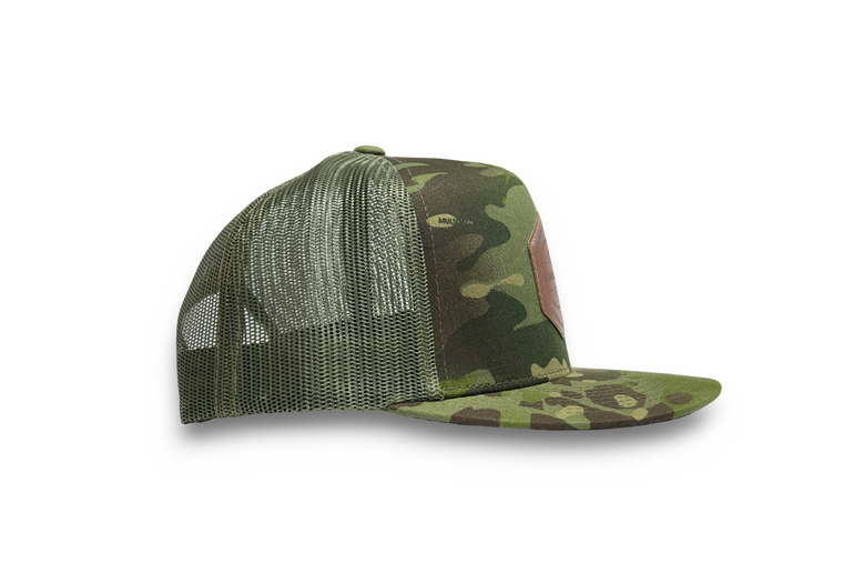 Leather Seal MultiCam® Flat Brim Trucker Hat